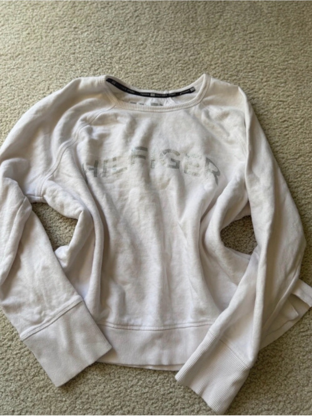 Tommy Hilfiger White Logo Pullover Sweatshirt long sleeve casual